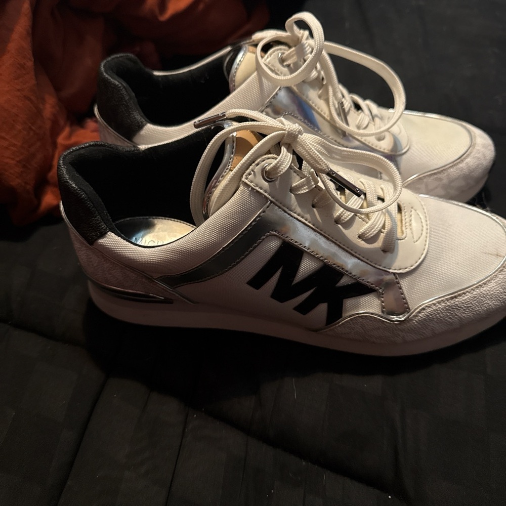Michael Kors Cream and Black Logo Sneakers